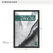 MCS Museum 24x36 Poster Frame, Onyx Photo Frame for Wall-Mounted Vertical or Horizontal Display