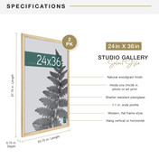 MCS Studio Gallery 24x36 Poster Frame 2-Pack, Natural Woodgrain Photo Frame for Wall-Mounted Vertical or Horizontal Display
