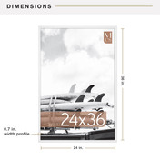 MCS Foundation 24x36 Poster Frame, Traditional White Photo Frame for Wall-Mounted Vertical or Horizontal Display