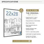 MCS Original 22x28 Poster Frame 2-Pack, Black Photo Frame for Lightweight Wall-Mounted Vertical or Horizontal Display