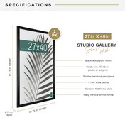 MCS Studio Gallery 27x40 Movie Poster Frame 2-Pack, Black Woodgrain Photo Frame for Wall-Mounted Vertical or Horizontal Display
