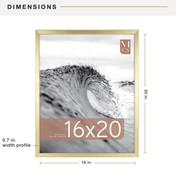 MCS Foundation 16x20 Poster Frame, Traditional Brass Photo Frame for Wall-Mounted Vertical or Horizontal Display