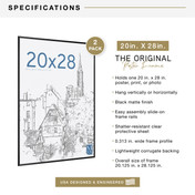 MCS Original 20x28 Poster Frame 2-Pack, Black Photo Frame for Lightweight Wall-Mounted Vertical or Horizontal Display