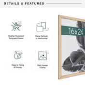 MCS Studio Gallery 16x24 Poster Frame, Natural Woodgrain Photo Frame for Wall-Mounted Vertical or Horizontal Display