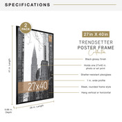 MCS Trendsetter 27x40 Movie Poster Frame 2-Pack, Black High-Gloss Photo Frame for Wall-Mounted Vertical or Horizontal Display