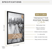 MCS Trendsetter 20x28 Poster Frame, Black High-Gloss Photo Frame for Wall-Mounted Vertical or Horizontal Display