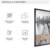 MCS Trendsetter 20x28 Poster Frame, Black High-Gloss Photo Frame for Wall-Mounted Vertical or Horizontal Display