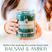 Havenwick Balsam & Amber 22oz Soy Blend Jar Candle, Long-Lasting Fragrance, Large Glass Jar Candle for Home & Gifting