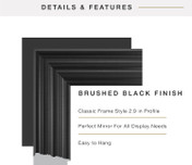 MCS 28x34 Wall Mirror, Black Finish, Vertical or Horizontal Wall-Mounted Display