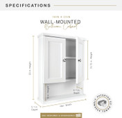 MCS 23x18 2-Door Medicine Cabinet Organizer, White Finish, Wall-Mounted Bathroom Storage Cabinet