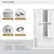 MCS 23x18 2-Door Medicine Cabinet Organizer, White Finish, Wall-Mounted Bathroom Storage Cabinet