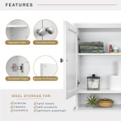 MCS 23x26 Medicine Cabinet Organizer, White Finish, Wall-Mounted Bathroom Storage Cabinet