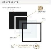 MCS Single Matte 15x15 Record Album Frame 1-Pack, Black Finish, Wall-Mounted Display for LP Vinyl Records and Album Jackets