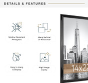 MCS Trendsetter 14x22 Poster Frame 2-Pack, Black High-Gloss Finish, Wall-Mounted Vertical or Horizontal Display