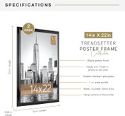 MCS Trendsetter 14x22 Poster Frame 2-Pack, Black High-Gloss Finish, Wall-Mounted Vertical or Horizontal Display
