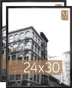 MCS Trendsetter 24x30 Poster Frame 2-Pack, Black High-Gloss Finish, Wall-Mounted Vertical or Horizontal Display