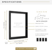 MCS Canvas Float 12x16 Float Frame 1-Pack, Black Finish, Wall-Mounted Vertical or Horizontal Display for Canvas Paintings