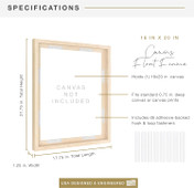 MCS Canvas Float 16x20 Float Frame 1-Pack, Natural Woodgrain Finish, Wall-Mounted Vertical or Horizontal Display for Canvas Paintings