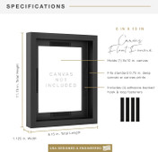 MCS Canvas Float 8x10 Float Frame 1-Pack, Black Finish, Wall-Mounted Vertical or Horizontal Display for Canvas Paintings