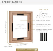 MCS Canvas Float 8x10 Float Frame 1-Pack, Walnut Finish, Wall-Mounted Vertical or Horizontal Display for Canvas Paintings