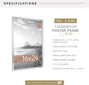 MCS Foundation 18x24 Poster Frame 1-Pack, Traditional Silver Finish, Wall-Mounted Vertical or Horizontal Display