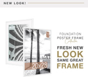 MCS Foundation 20x28 Poster Frame 1-Pack, Traditional White Finish, Wall-Mounted Vertical or Horizontal Display