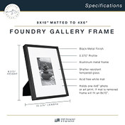 MCS Master & Co. Foundry Metal 8x10 Picture Frame 1-Pack, Black Finish, Wall-Mounted Vertical or Horizontal Display