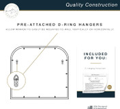 MCS Master & Co. Modern Metal Large Wall Wall Mirror, Black Finish, Vertical or Horizontal Wall-Mounted Display