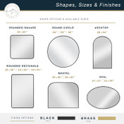 MCS Master & Co. Modern Metal Large Wall Wall Mirror, Black Finish, Vertical or Horizontal Wall-Mounted Display