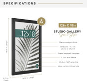 MCS Studio Gallery 12x18 Picture Frame 2-Pack, Black Woodgrain Finish, Wall-Mounted Vertical or Horizontal Display
