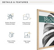 MCS Studio Gallery 18x24 Poster Frame 1-Pack, Walnut Woodgrain Finish, Wall-Mounted Vertical or Horizontal Display