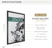 MCS Studio Gallery 20x30 Poster Frame 1-Pack, Black Woodgrain Finish, Wall-Mounted Vertical or Horizontal Display