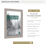 MCS Museum 12x18 Poster Frame 1-Pack, Barnwood Finish, Wall-Mounted Vertical or Horizontal Display