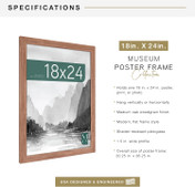 MCS Museum 18x24 Poster Frame 1-Pack, Medium Oak Finish, Wall-Mounted Vertical or Horizontal Display