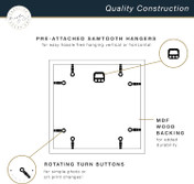 MCS Master & Co. Foundry Metal 18x18 Picture Frame 1-Pack, Brass Finish, Wall-Mounted Vertical or Horizontal Display