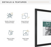 MCS Studio Gallery 16x20 Matted Photo Frame with 8x10 Picture Display Picture Frame 1-Pack, Black Woodgrain Finish, Wall-Mounted Vertical or Horizontal Display