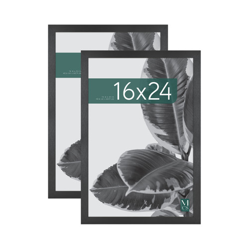 MCS Studio Gallery 16x24 Poster Frame 2-Pack, Black Woodgrain Photo Frame for Wall-Mounted Vertical or Horizontal Display