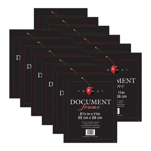 MCS Format 8.5x11 Diploma Frame 12-Pack, Black Photo Frame for Wall-Mounted or Tabletop Easel Display with Documents and Certificates