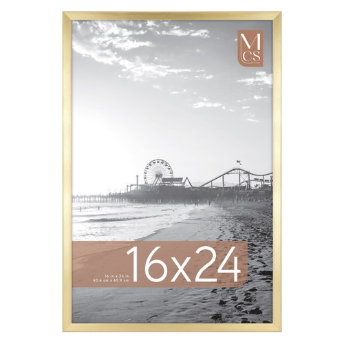 MCS Foundation 16x24 Poster Frame, Traditional Brass Photo Frame for Wall-Mounted Vertical or Horizontal Display