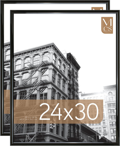 MCS Trendsetter 24x30 Poster Frame 2-Pack, Black High-Gloss Finish, Wall-Mounted Vertical or Horizontal Display