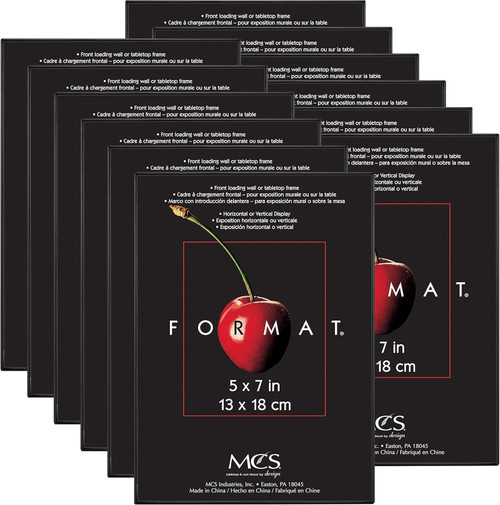MCS Format 5x7 Picture Frame 12-Pack, Black Finish, Wall-Mounted or Tabletop Vertical or Horizontal Display