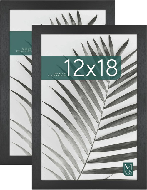 MCS Studio Gallery 12x18 Picture Frame 2-Pack, Black Woodgrain Finish, Wall-Mounted Vertical or Horizontal Display