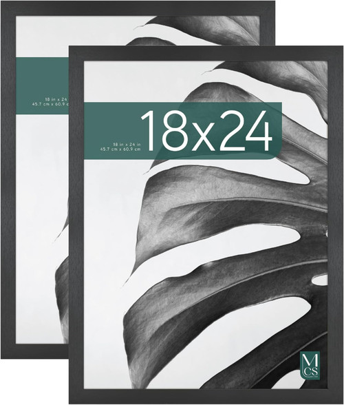 MCS Studio Gallery 18x24 Poster Frame 2-Pack, Black Woodgrain Finish, Wall-Mounted Vertical or Horizontal Display