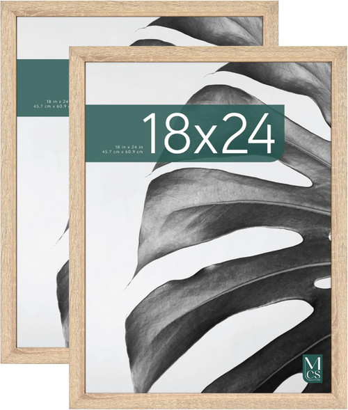 MCS Studio Gallery 18x24 Poster Frame 2-Pack, Natural Woodgrain Finish, Wall-Mounted Vertical or Horizontal Display