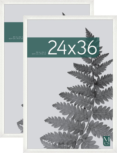 MCS Studio Gallery 24x36 Poster Frame 2-Pack, White Woodgrain Finish, Wall-Mounted Vertical or Horizontal Display