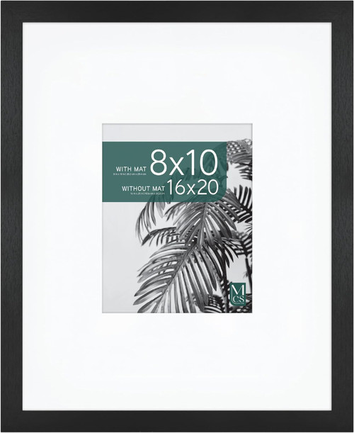 MCS Studio Gallery 16x20 Matted Photo Frame with 8x10 Picture Display Picture Frame 1-Pack, Black Woodgrain Finish, Wall-Mounted Vertical or Horizontal Display
