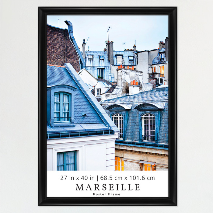 MCS Marseille 27x40 Movie Poster Frame, Black Photo Frame for Wall-Mounted Vertical or Horizontal Display