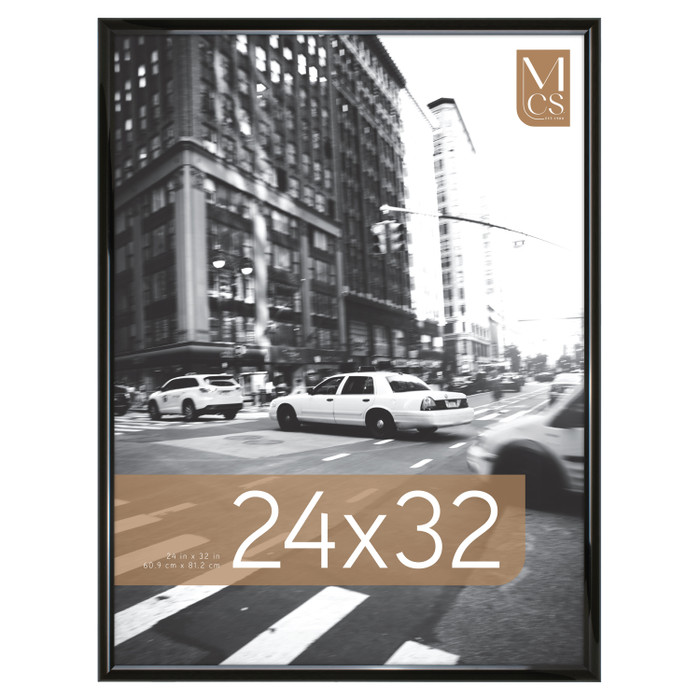 MCS Trendsetter 24x32 Poster Frame, Black High-Gloss Photo Frame for Wall-Mounted Vertical or Horizontal Display
