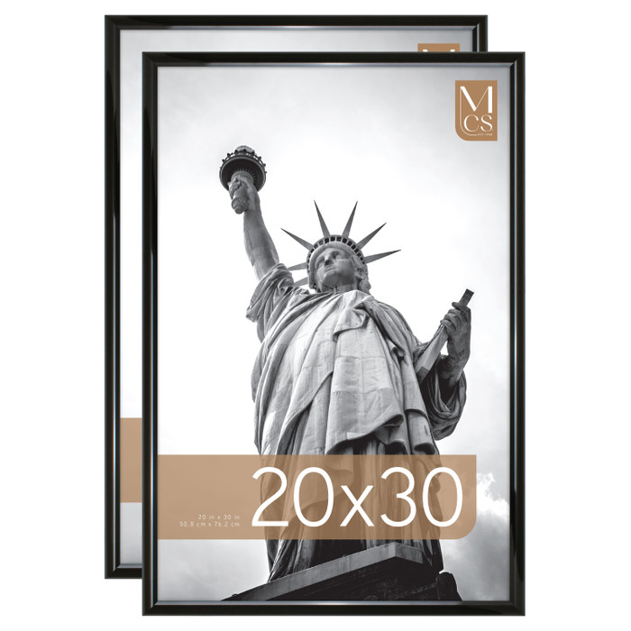 MCS Trendsetter 20x30 Poster Frame 2-Pack, Black High-Gloss Photo Frame for Wall-Mounted Vertical or Horizontal Display