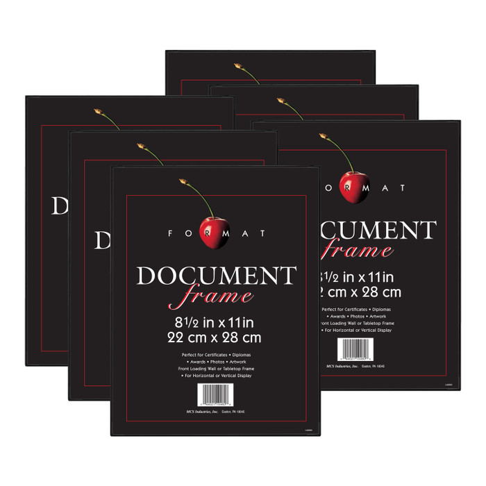 MCS Format 8.5x11 Diploma Frame 6-Pack, Black Photo Frame for Wall-Mounted or Tabletop Easel Display with Documents and Certificates